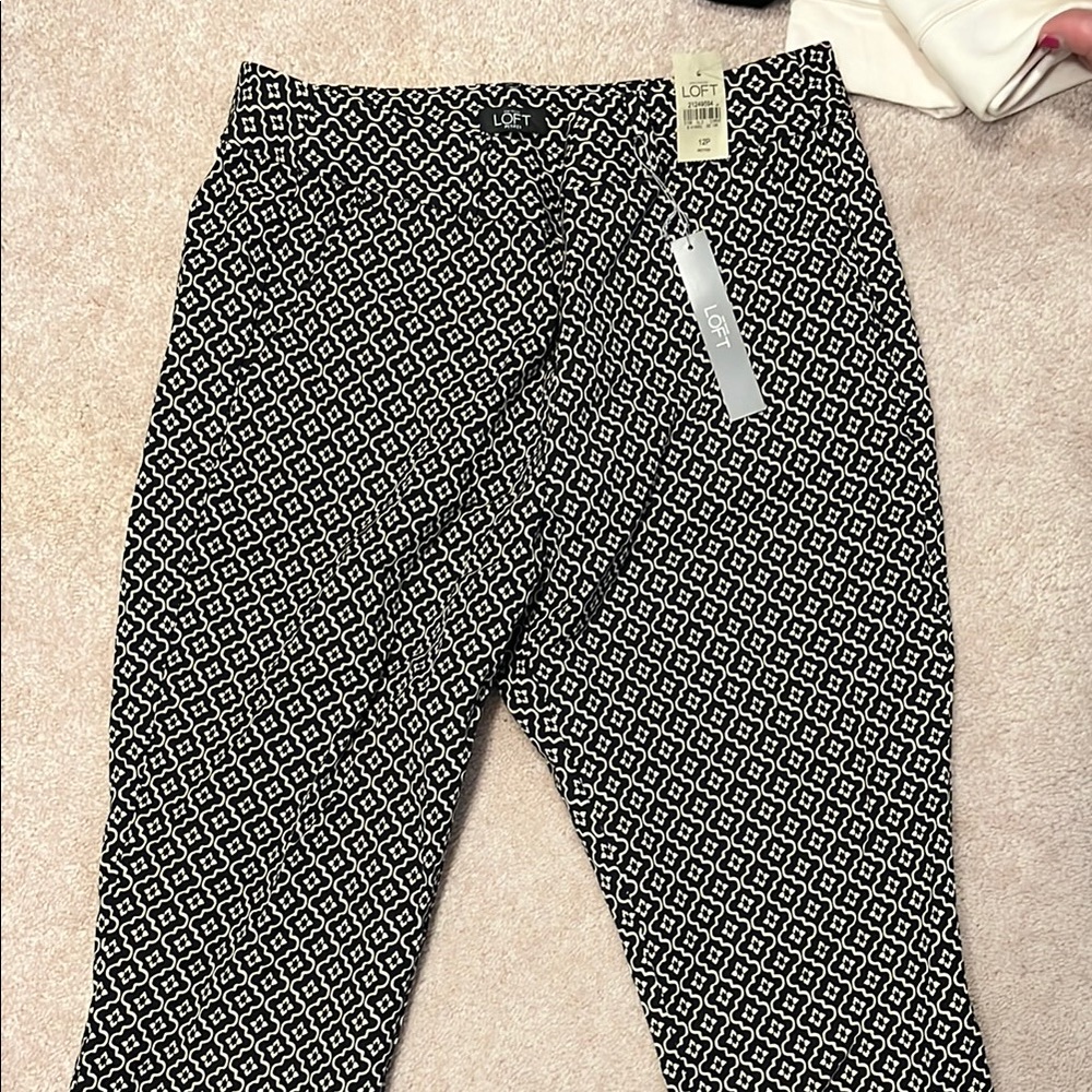 LOFT Black and White Patterned Pants